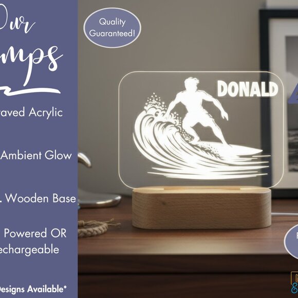 Surfing Night Light – Personalized LED Lamp for Beach Enthusiasts - Picture 3 of 8